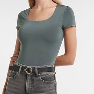 Express XL green body contour scoop neck body suit NWT